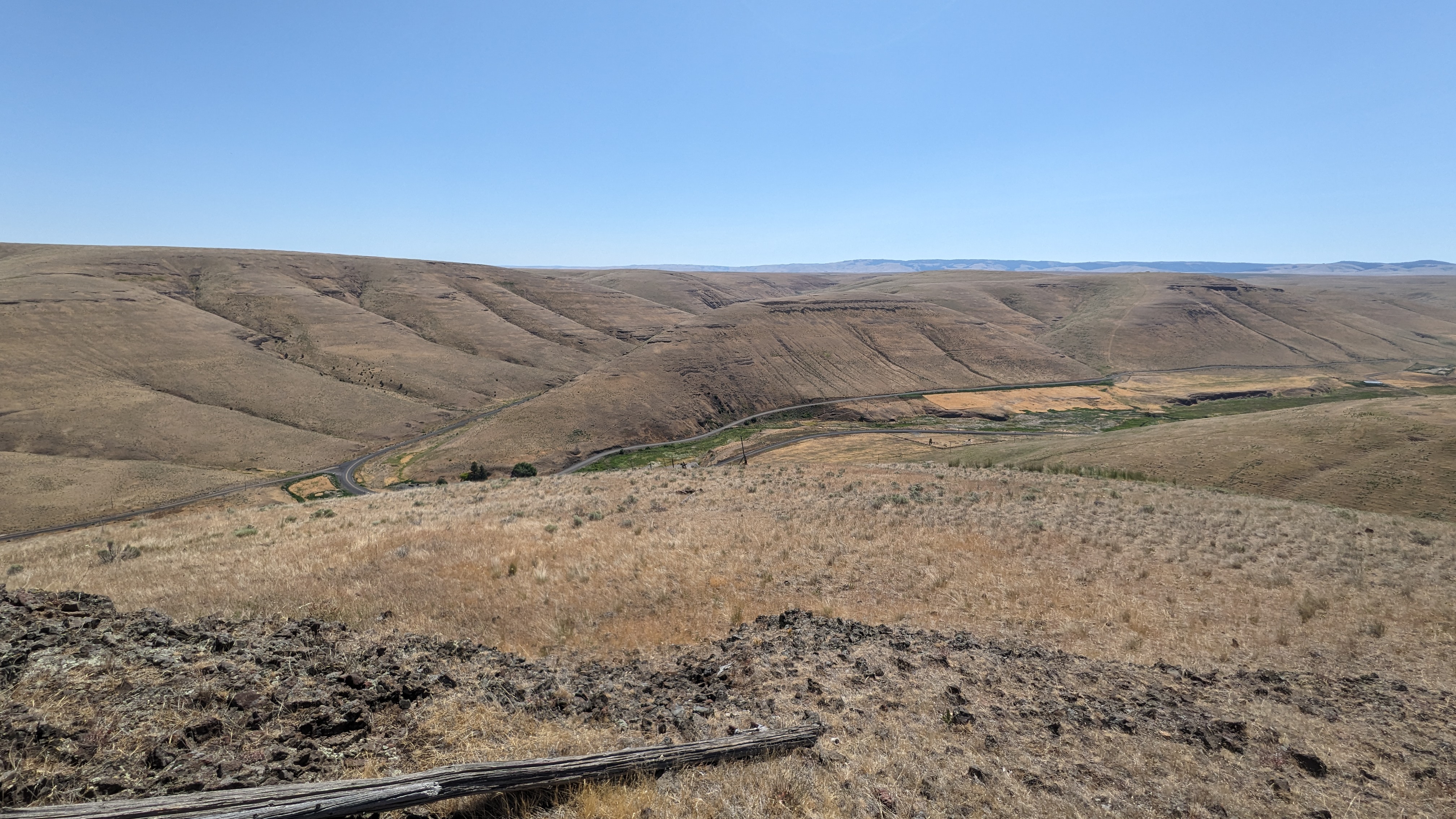 aerial view of the dry, rolling hills surrounding the home